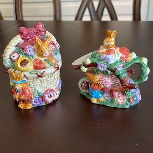 1999 vintage merc Asia. Bunny creamer and sugar bowl